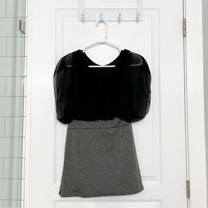 Womens girls black & grey flowy chiffon body con dress (size xxs - xs)